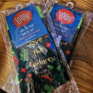 NWT Lavley Save the Rainforest Socks Set of 2 OSFM Hiking Outdoors